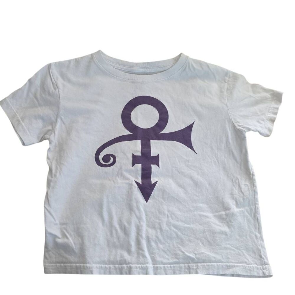 The Prince Estate Kids Size 5/6T White Purple Prince Symbol T-shirt